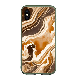 Чехол iPhone XS Max матовый Яшма серая, цвет: 3D-темно-зеленый