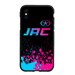 Чехол iPhone XS Max матовый JAC - neon gradient: символ сверху, цвет: 3D-черный