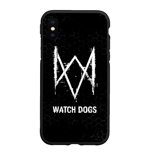 Чехол iPhone XS Max матовый Watch Dogs glitch на темном фоне / 3D-Черный – фото 1