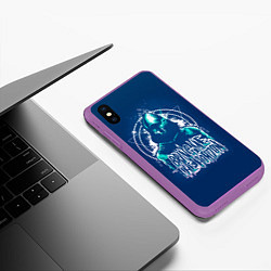 Чехол iPhone XS Max матовый Bring Me The Horizon Scull, цвет: 3D-фиолетовый — фото 2