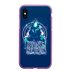 Чехол iPhone XS Max матовый Bring Me The Horizon Scull, цвет: 3D-фиолетовый