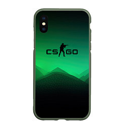 Чехол iPhone XS Max матовый CS GO green black background, цвет: 3D-темно-зеленый