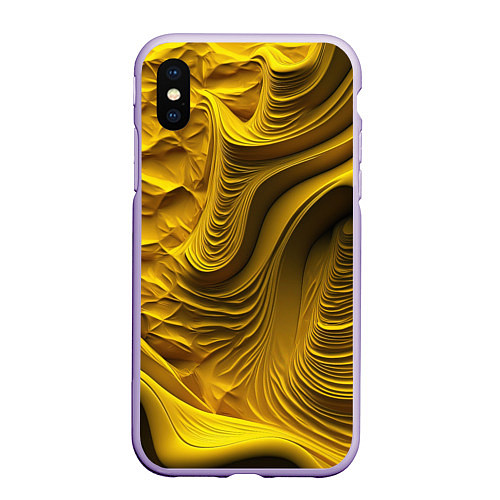 Чехол iPhone XS Max матовый Объемная желтая текстура / 3D-Светло-сиреневый – фото 1