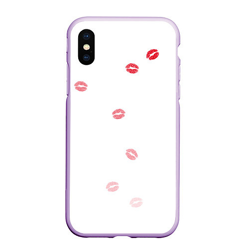Чехол iPhone XS Max матовый Следы поцелуев губы / 3D-Сиреневый – фото 1