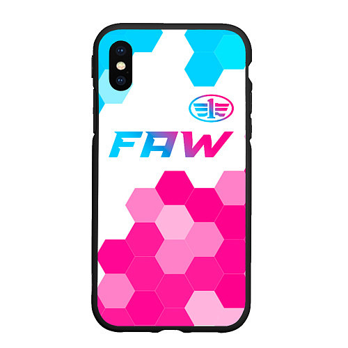 Чехол iPhone XS Max матовый FAW neon gradient style: символ сверху / 3D-Черный – фото 1