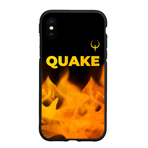 Чехол iPhone XS Max матовый Quake - gold gradient: символ сверху / 3D-Черный – фото 1