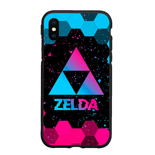 Чехол iPhone XS Max матовый Zelda - neon gradient / 3D-Черный – фото 1