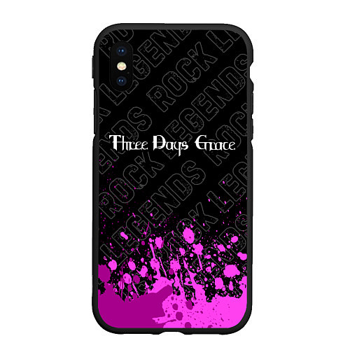 Чехол iPhone XS Max матовый Three Days Grace rock legends: символ сверху / 3D-Черный – фото 1
