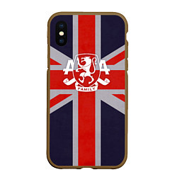 Чехол iPhone XS Max матовый Asking Alexandria британский флаг, цвет: 3D-коричневый