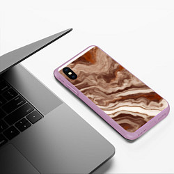 Чехол iPhone XS Max матовый Коричневая яшма, цвет: 3D-сиреневый — фото 2