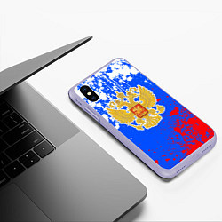 Чехол iPhone XS Max матовый Триколор рф и герб, цвет: 3D-светло-сиреневый — фото 2