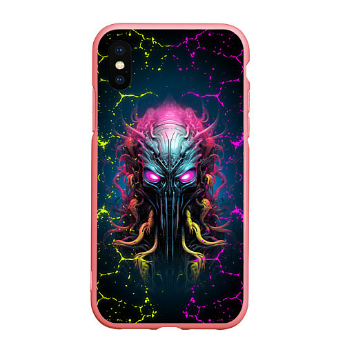 Чехол iPhone XS Max матовый Alien - neon style / 3D-Баблгам – фото 1