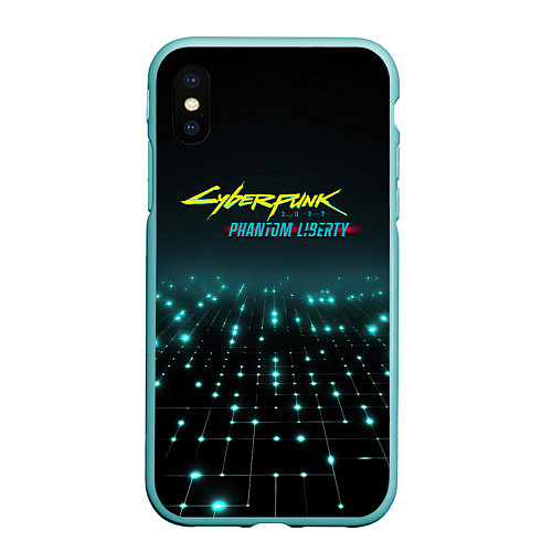 Чехол iPhone XS Max матовый Cyberpunk logo neon / 3D-Мятный – фото 1