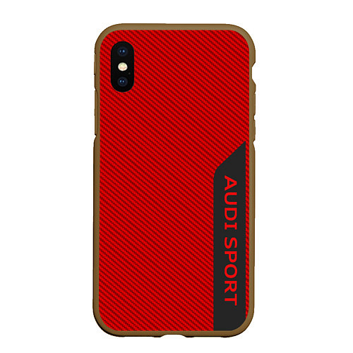 Чехол iPhone XS Max матовый Audi sport carbone / 3D-Коричневый – фото 1