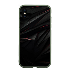 Чехол iPhone XS Max матовый Black texture, цвет: 3D-темно-зеленый