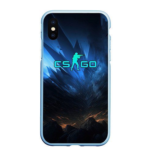 Чехол iPhone XS Max матовый CSGO blue logo / 3D-Голубой – фото 1