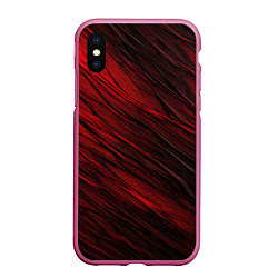 Чехол iPhone XS Max матовый Black red texture, цвет: 3D-малиновый