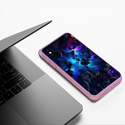 Чехол iPhone XS Max матовый Объемные летящие элементы, цвет: 3D-розовый — фото 2