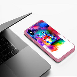 Чехол iPhone XS Max матовый Акварельный пикачу - живопись, цвет: 3D-малиновый — фото 2