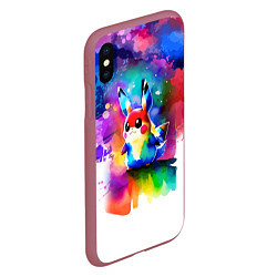 Чехол iPhone XS Max матовый Акварельный пикачу - живопись, цвет: 3D-малиновый — фото 2