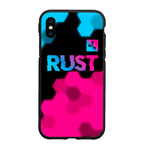 Чехол iPhone XS Max матовый Rust - neon gradient: символ сверху / 3D-Черный – фото 1