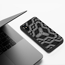 Чехол iPhone XS Max матовый Черно-белый ассеметричный узор, цвет: 3D-черный — фото 2