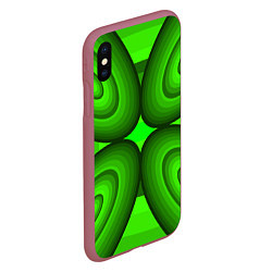 Чехол iPhone XS Max матовый Зеленые овалы, цвет: 3D-малиновый — фото 2