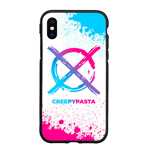 Чехол iPhone XS Max матовый CreepyPasta neon gradient style / 3D-Черный – фото 1