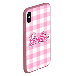 Чехол iPhone XS Max матовый Барби лого розовая клетка, цвет: 3D-малиновый — фото 2