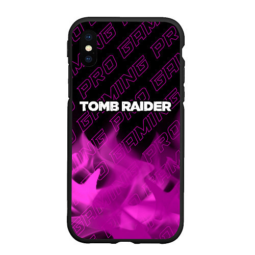 Чехол iPhone XS Max матовый Tomb Raider pro gaming: символ сверху / 3D-Черный – фото 1