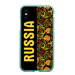 Чехол iPhone XS Max матовый Russia хохлома, цвет: 3D-мятный