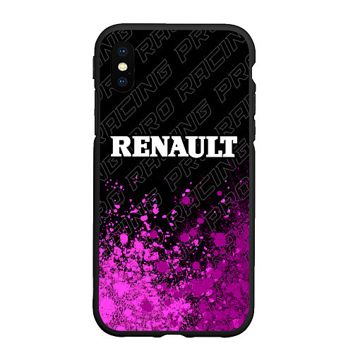 Чехол iPhone XS Max матовый Renault pro racing: символ сверху / 3D-Черный – фото 1