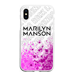 Чехол iPhone XS Max матовый Marilyn Manson rock legends: символ сверху, цвет: 3D-белый