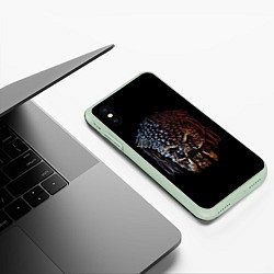 Чехол iPhone XS Max матовый Predator - skull, цвет: 3D-салатовый — фото 2