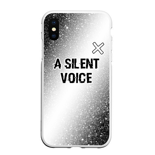 Чехол iPhone XS Max матовый A Silent Voice glitch на светлом фоне: символ свер / 3D-Белый – фото 1