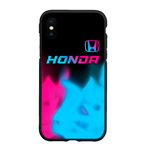 Чехол iPhone XS Max матовый Honda - neon gradient: символ сверху / 3D-Черный – фото 1