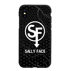 Чехол iPhone XS Max матовый Sally Face glitch на темном фоне, цвет: 3D-черный