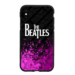 Чехол iPhone XS Max матовый The Beatles rock legends: символ сверху, цвет: 3D-черный