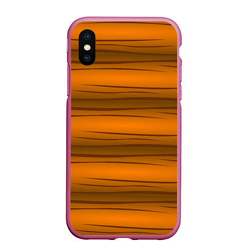 Чехол iPhone XS Max матовый Текстура бревна горизонтальные / 3D-Малиновый – фото 1