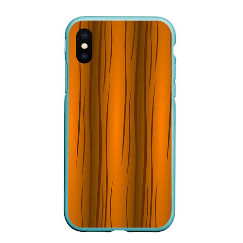 Чехол iPhone XS Max матовый Текстура бревна вертикальные / 3D-Мятный – фото 1