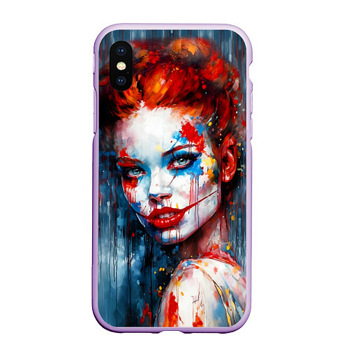 Чехол iPhone XS Max матовый Clown girl / 3D-Сиреневый – фото 1