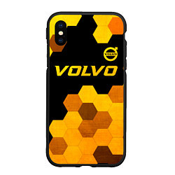 Чехол iPhone XS Max матовый Volvo - gold gradient: символ сверху, цвет: 3D-черный