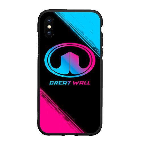 Чехол iPhone XS Max матовый Great Wall - neon gradient / 3D-Черный – фото 1