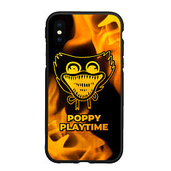 Чехол iPhone XS Max матовый Poppy Playtime - gold gradient, цвет: 3D-черный