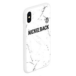 Чехол iPhone XS Max матовый Nickelback glitch на светлом фоне: символ сверху, цвет: 3D-белый — фото 2