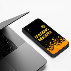 Чехол iPhone XS Max матовый Breaking Benjamin - gold gradient: символ сверху, цвет: 3D-черный — фото 2