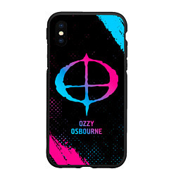 Чехол iPhone XS Max матовый Ozzy Osbourne - neon gradient, цвет: 3D-черный