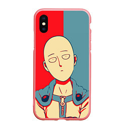 Чехол iPhone XS Max матовый Saitama hero face, цвет: 3D-баблгам