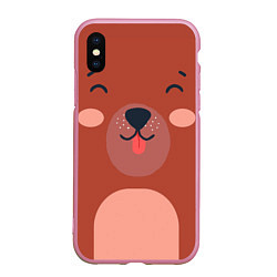 Чехол iPhone XS Max матовый Малаш медвежонок, цвет: 3D-розовый