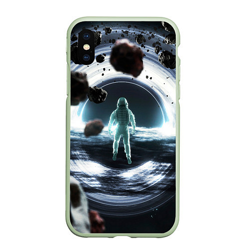 Чехол iPhone XS Max матовый Black hole astronaut / 3D-Салатовый – фото 1